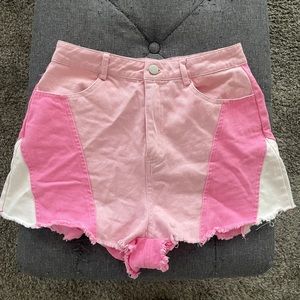 XS Le Lis Pink Colorblock Jean Shorts